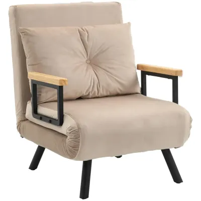 Bäddsoffa Gästsäng Beige av Sammet och Trä 63 x 73 x 81 cm