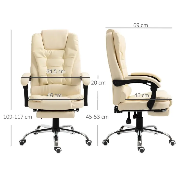 Executive Stol Kontorsstol Svart av Konstläder och Metall Ergonomisk