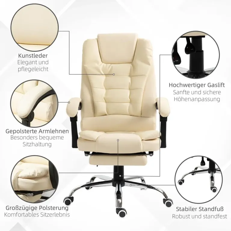 Executive Stol Kontorsstol Svart av Konstläder och Metall Ergonomisk