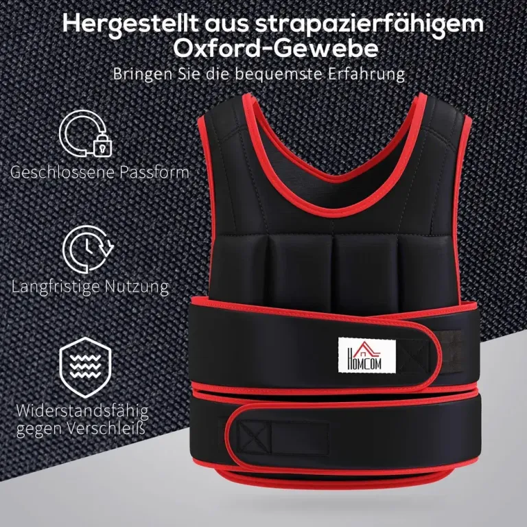 Viktväst 20 kg med Dubbla Remmar, Svart och Röd