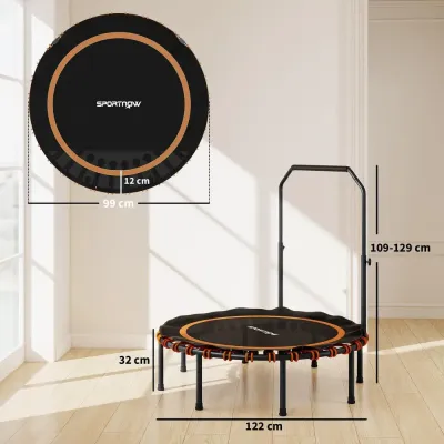 Fitnesstrampolin med Handtag Hållbar och Orange Stål