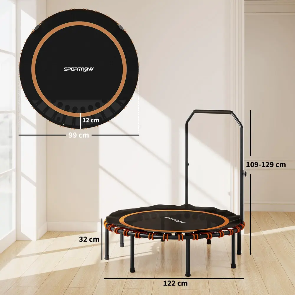 Fitnesstrampolin med Handtag Hållbar och Orange Stål