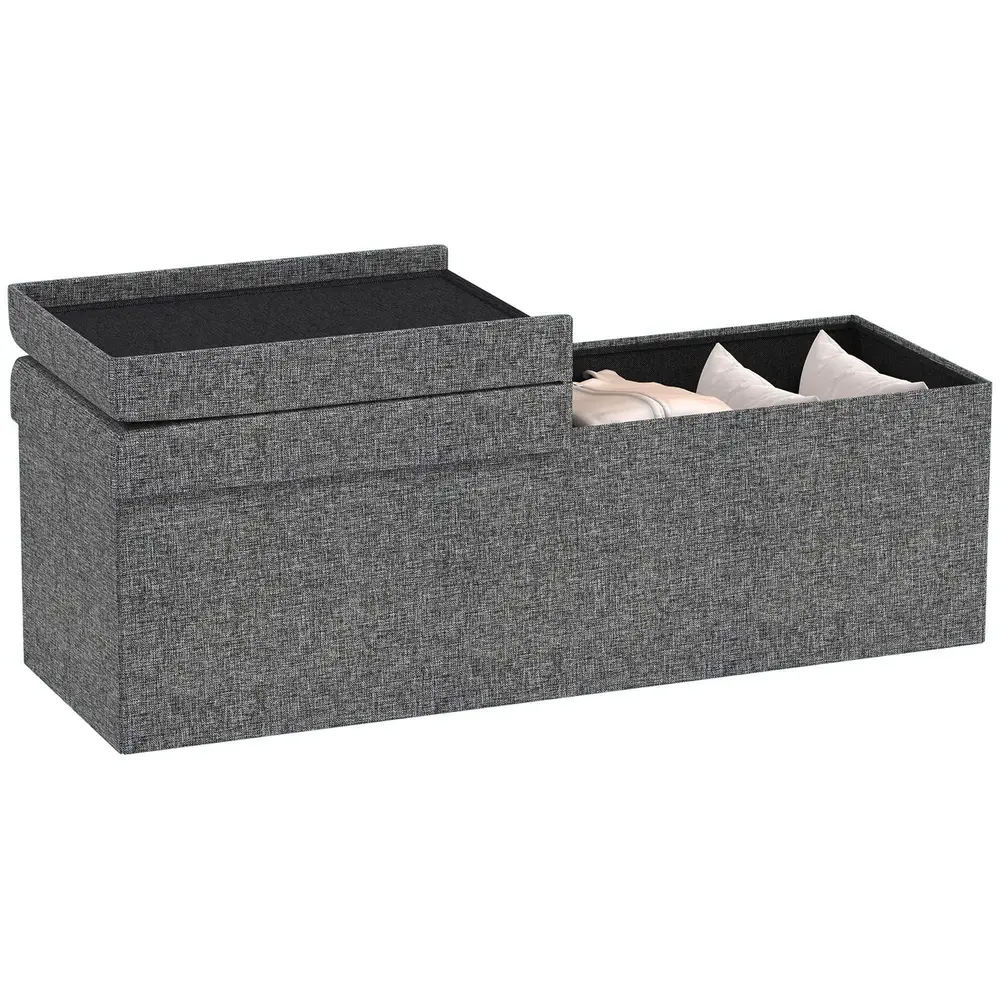 Bänk Förvaringsbänk Mörkgrå av Linnelook 110 x 38 x 38 Cm