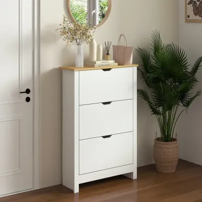 Skoskåp Skoställ Vit Natur av Trä 72 x 26 x 112 cm