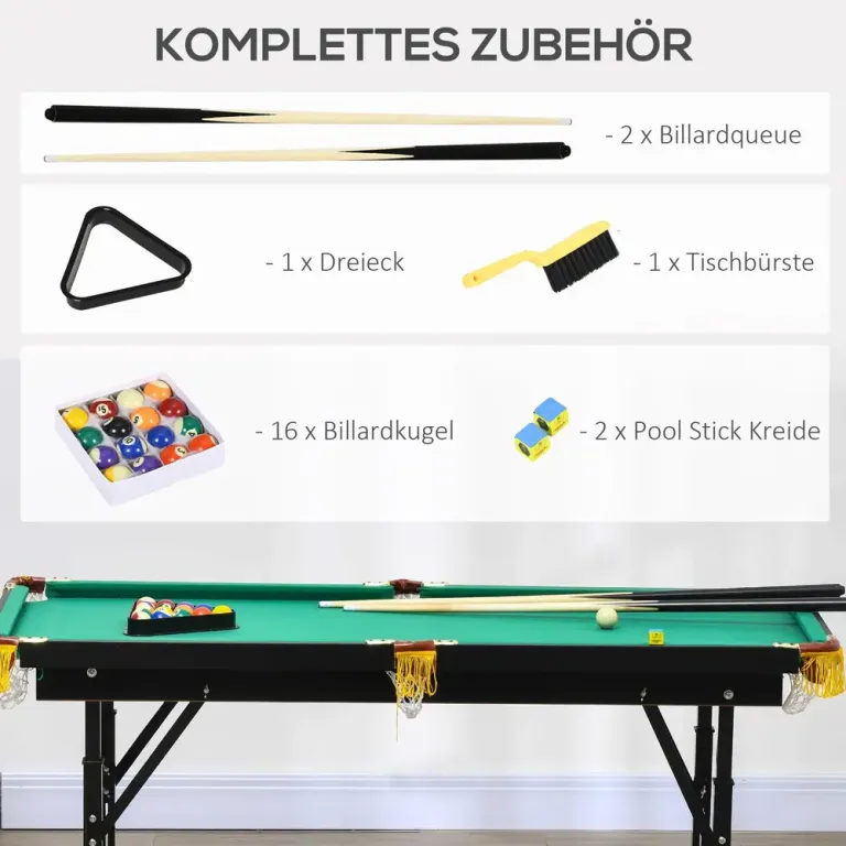 Biljardbord med Hopfällbara Ben och Höjdjustering Mini Hopfällbart