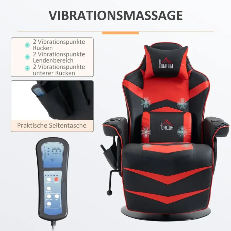 Gamingstol med Massage & Fotstöd Ergonomisk Fåtölj