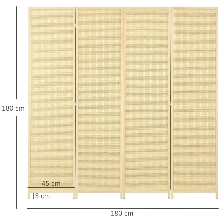 Rumsavdelare Skärmvägg 4-Delad Insynsskydd 180 x 180 cm