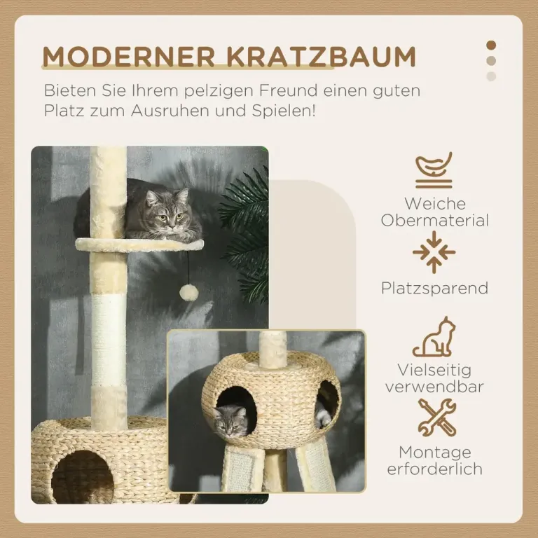 Klösträd Beige av Sisal och Plysch 225-255 cm