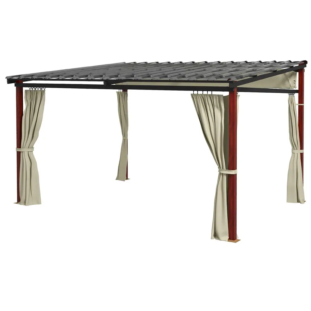 Pergola Paviljong Beige av Metall och Tyg 3,5 x 3 M