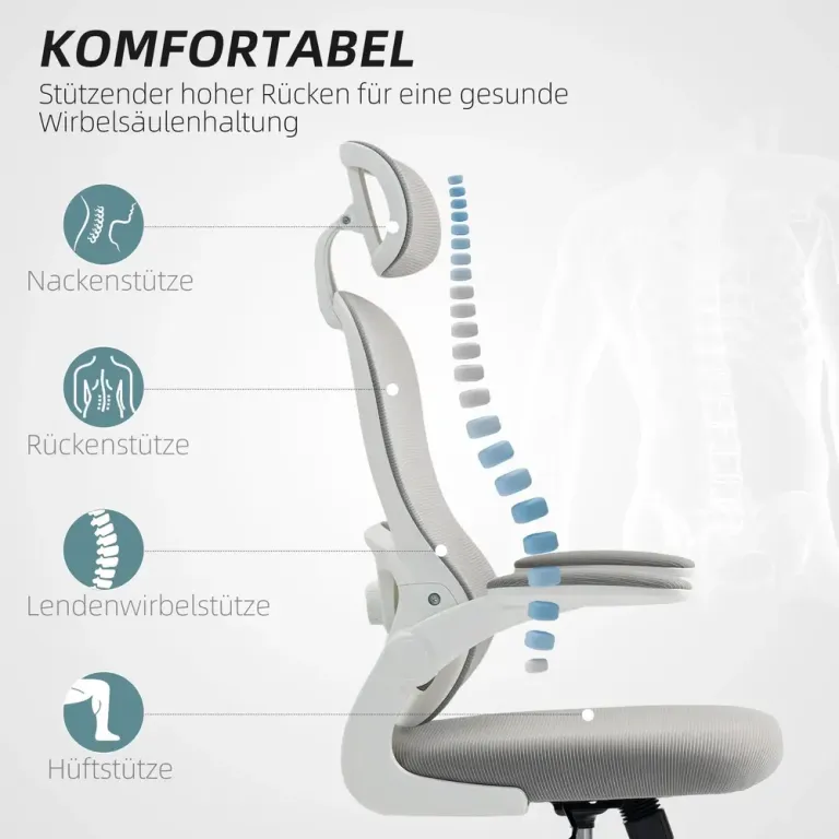Ergonomisk Kontorsstol med Mesh-Ryggstöd Höjdjusterbar Ländrygg