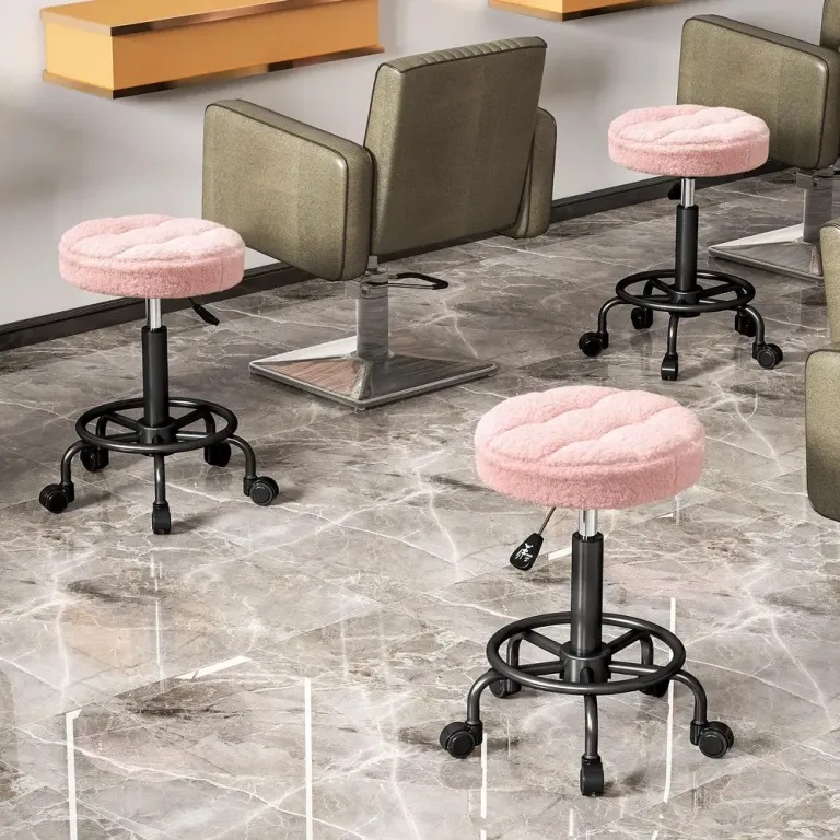 Höjdjusterbar Svängbar Rullpall 360° Vridbar 66 cm Kontor Snurrpall