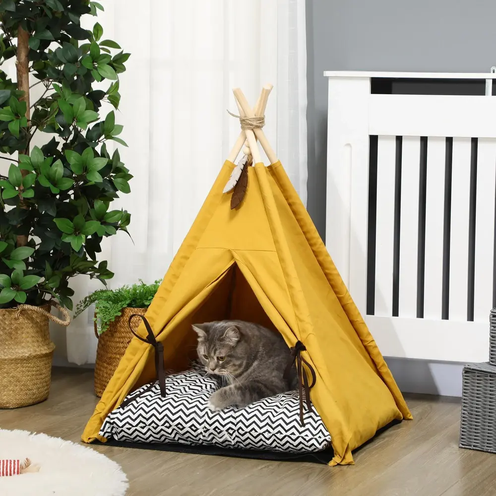 Tipi-Tält för Katt och Hund Mysig Sovplats med Dyna