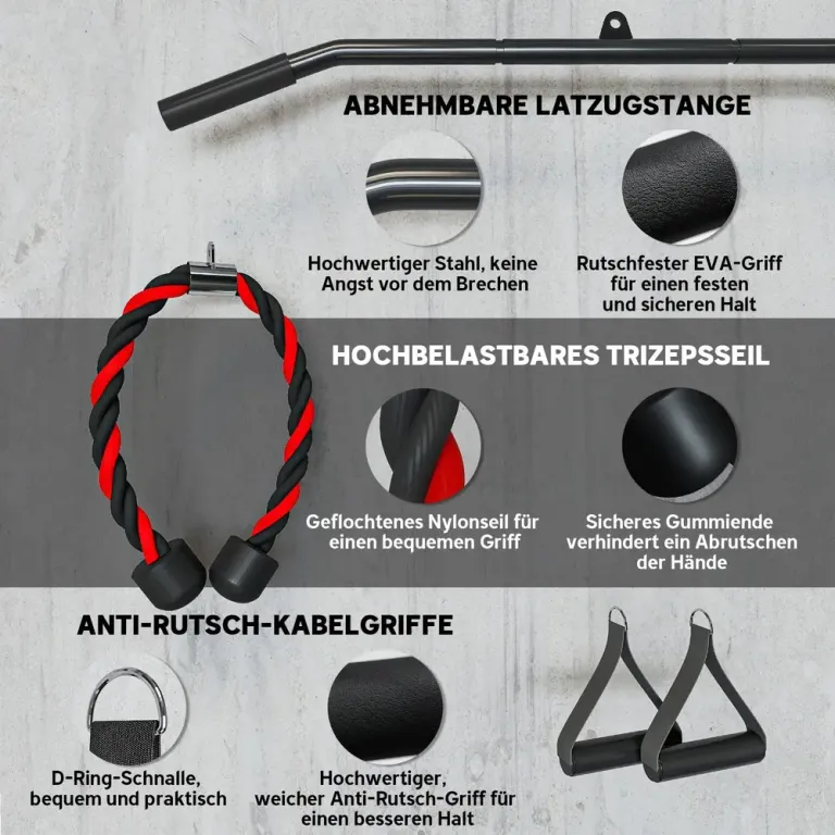Fitness Dragmaskin och Latsdrag Fitnessmaskin med Kabeldrag Pulldown