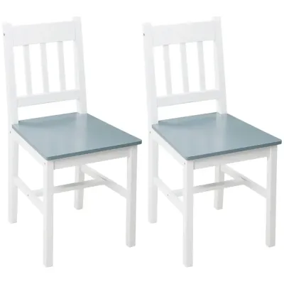 Set med 2 Köksstolar Massivt Trä Vit 41 x 46,5 x 85,5 cm