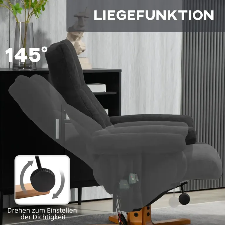 Massagestol med Liggfunktion Fotpall Avslappningsfåtölj Lutning