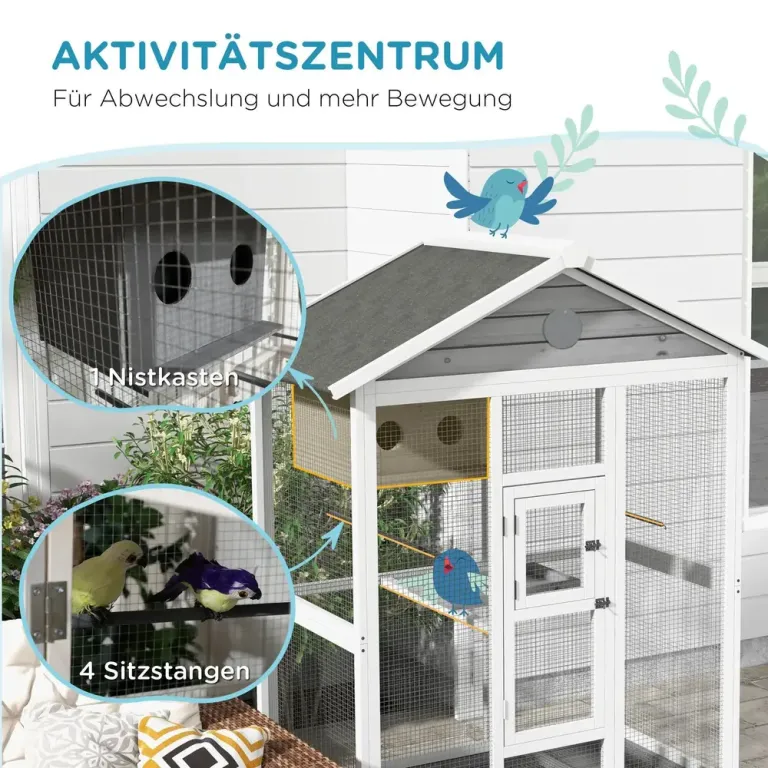 Fågelbur Undulatbur Natur av Gran Stor Utomhus Asfalttak Vattentätt