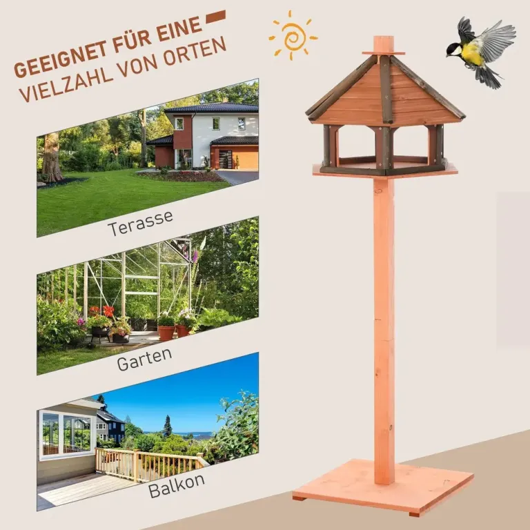 Fågelhus Fågelmatare Träfågelvilla Matare Ø52 x H130 cm Stolpe Gran