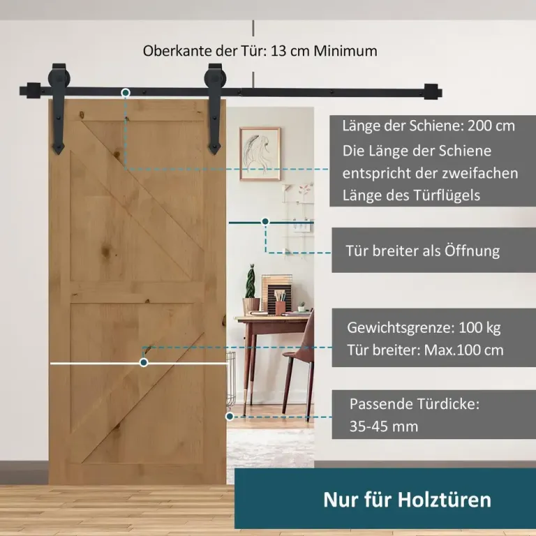 Skjutdörrsbeslag Monteringsset för Skjutdörr Svart 200 cm Kolstål
