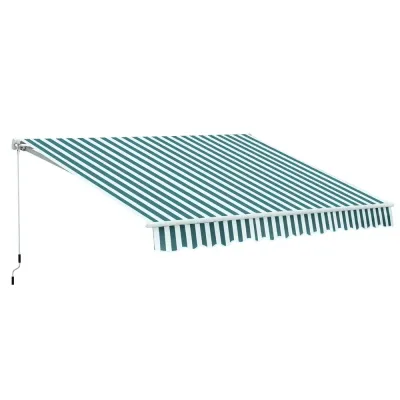 Fällarmsmarkis med Handvev Grön Vit Aluminium 3,5 x 2,5 m