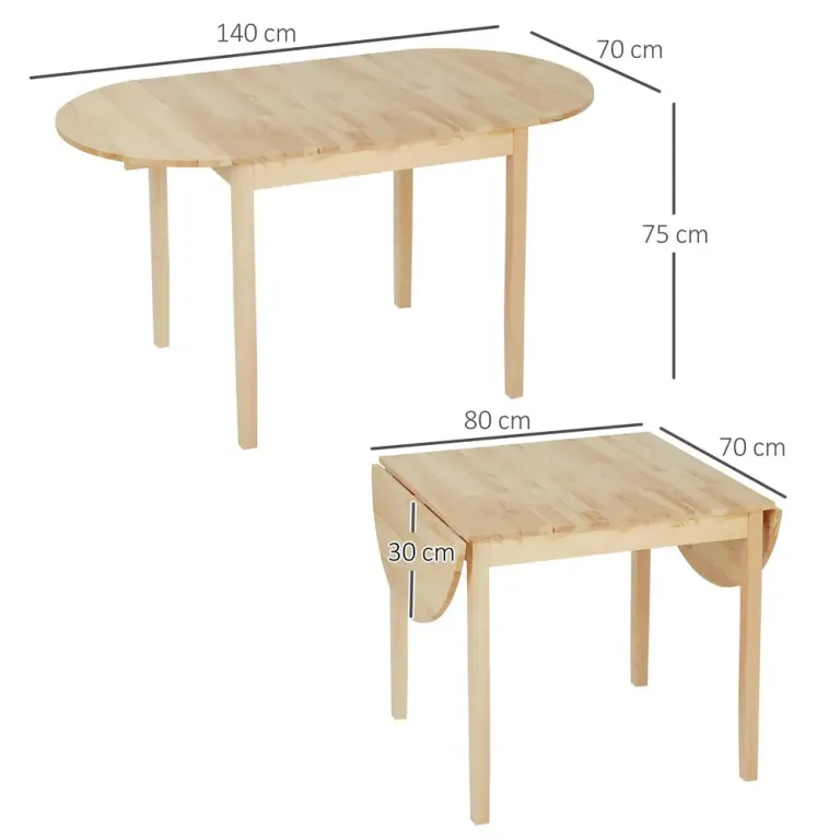 Fällbart Matbord i Trä Drop Leaf för 6 Hopfällbart Furu Natur