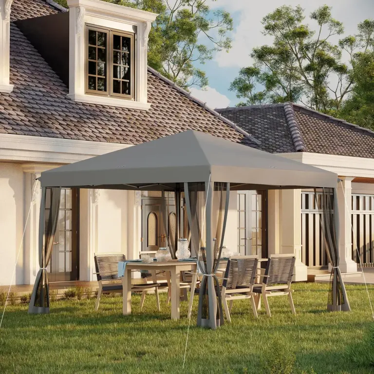 Fällbart Paviljong Lusthus Ljusgrå Svart av Oxford 3 x 3 m