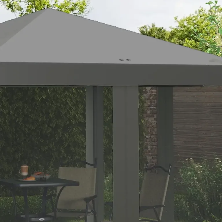 Fällbart Paviljong Lusthus Ljusgrå Svart av Oxford 3 x 3 m