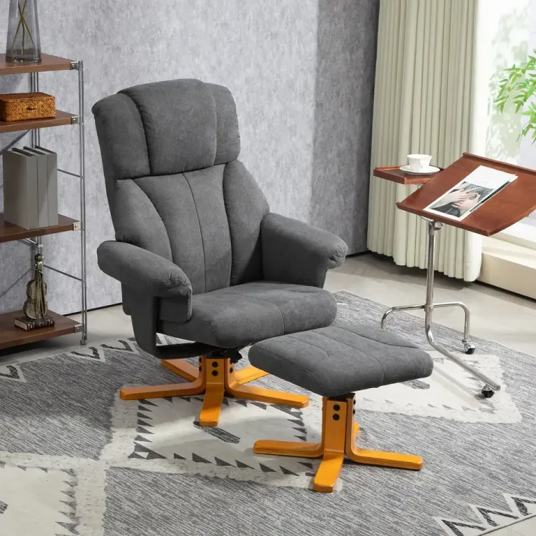 Fåtölj med Fotpall och Ryggstöd Ergonomisk och Avkopplande Högrygg