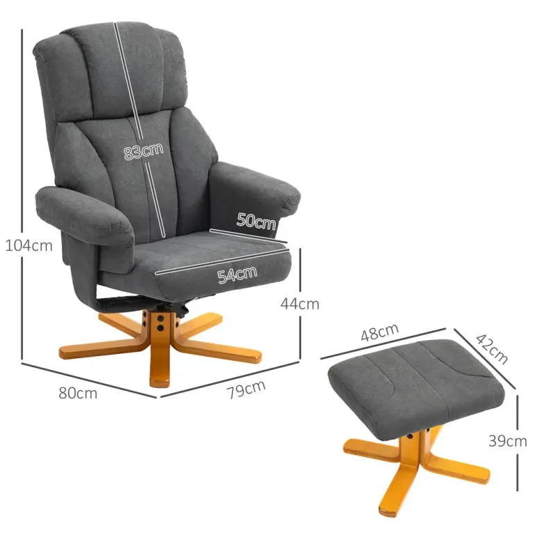 Fåtölj med Fotpall och Ryggstöd Ergonomisk och Avkopplande Högrygg