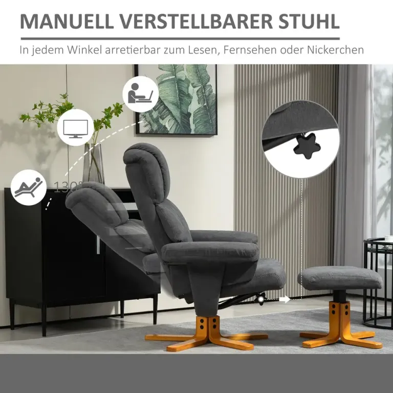 Fåtölj med Fotpall och Ryggstöd Ergonomisk och Avkopplande Högrygg