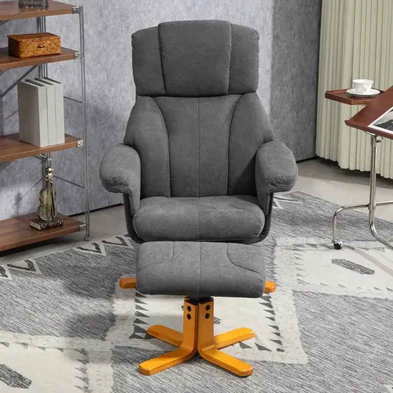 Fåtölj med Fotpall och Ryggstöd Ergonomisk och Avkopplande Högrygg