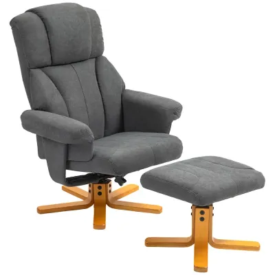 Fåtölj med Fotpall och Ryggstöd Ergonomisk och Avkopplande Högrygg