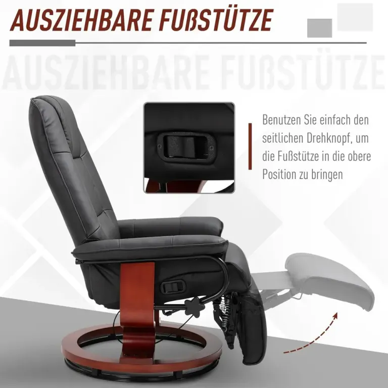 Fåtölj med Fotpall och Vilstolsfunktion Relax Liggfunktion Läder