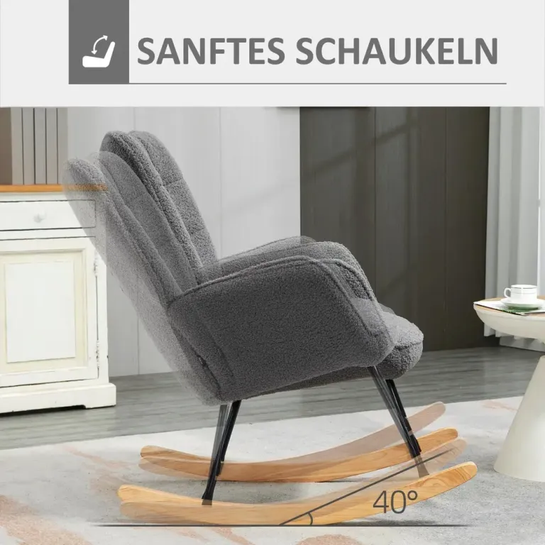 Fåtölj med Liggfunktion Relaxstol Mörkgrå av Linnelook Gungstol