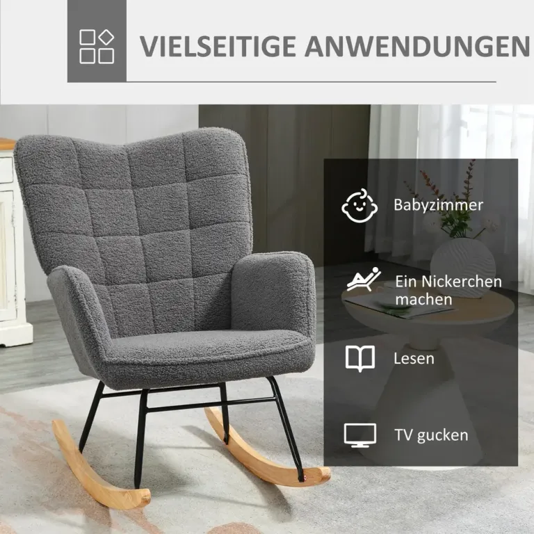 Fåtölj med Liggfunktion Relaxstol Mörkgrå av Linnelook Gungstol