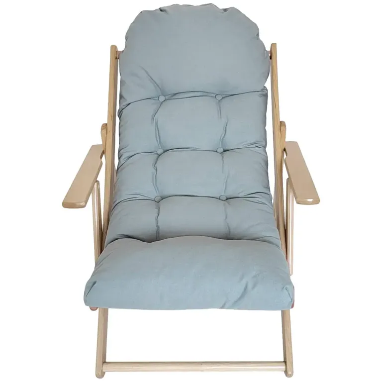 Loungefåtölj i Bokträ med Ställbar Rygg, Ljusgrå Relaxfåtölj