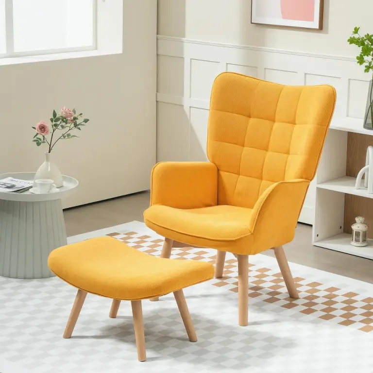 Fåtölj Öronlappsfåtölj med Pall Orange av Manchesterlook Fotpall