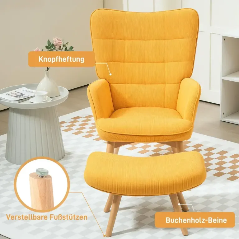 Fåtölj Öronlappsfåtölj med Pall Orange av Manchesterlook Fotpall