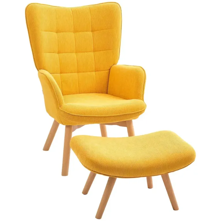 Fåtölj Öronlappsfåtölj med Pall Orange av Manchesterlook Fotpall
