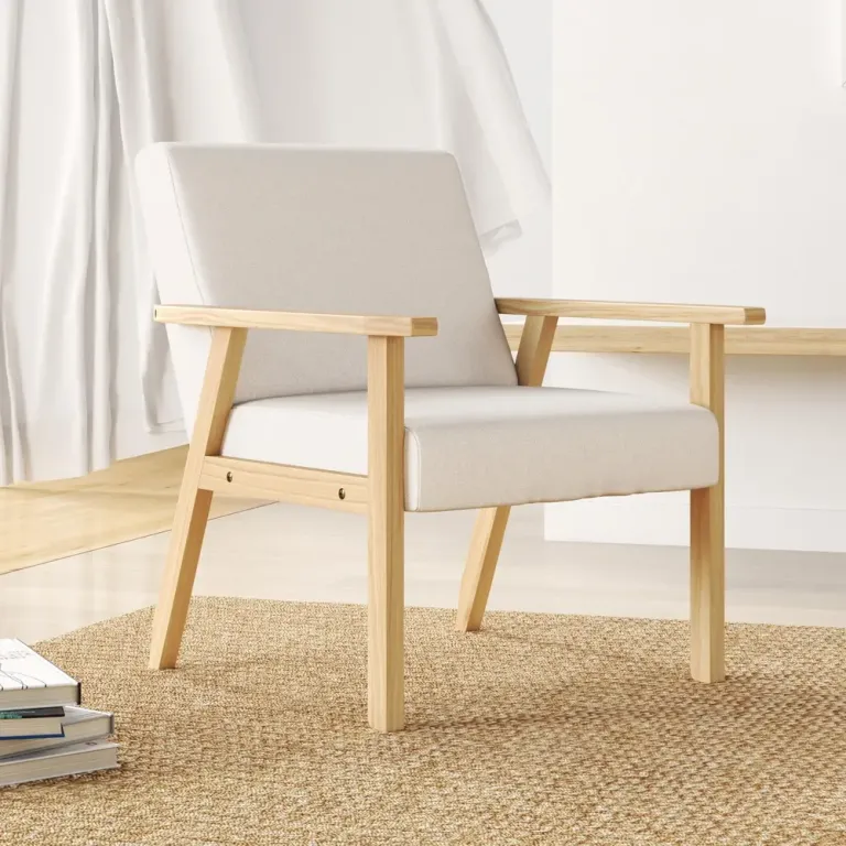 Fåtölj Krämvit av Tyg Scandi Design Träram