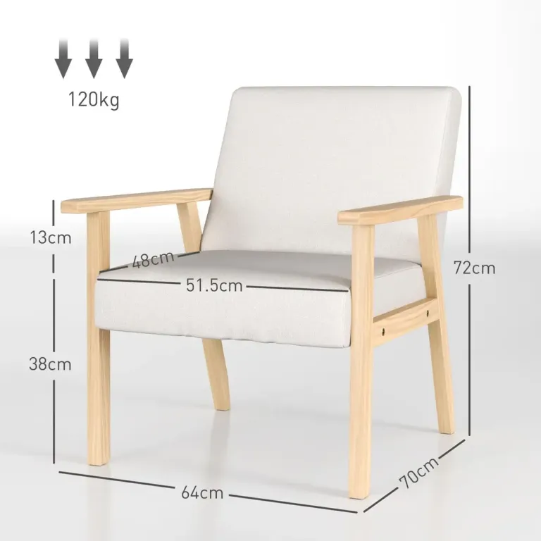 Fåtölj Krämvit av Tyg Scandi Design Träram
