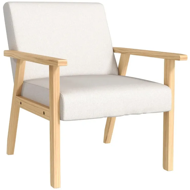 Fåtölj Krämvit av Tyg Scandi Design Träram