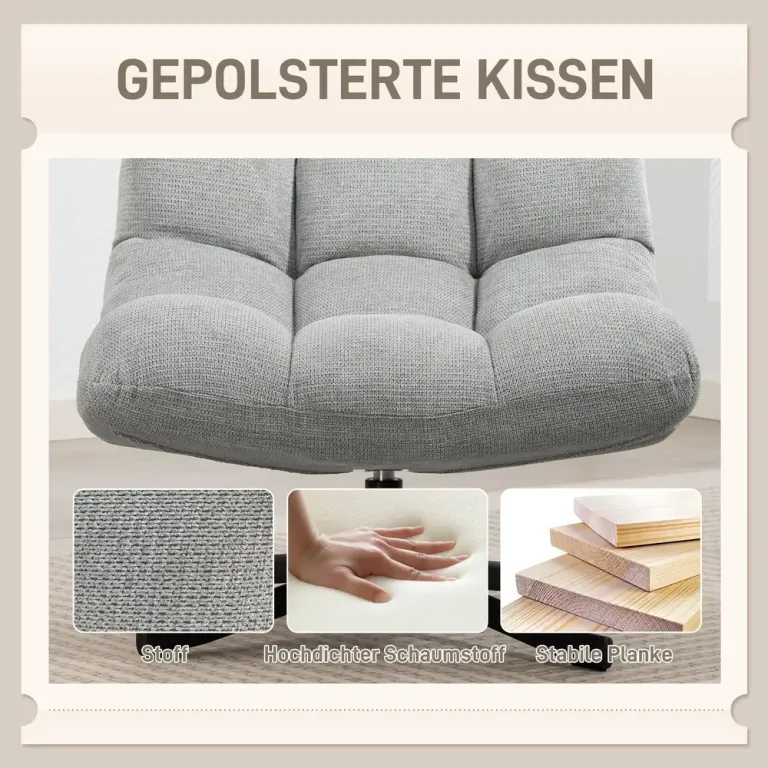 Fåtölj Roterbar Bred Ljusgrå Chenille och Stål Loungestol Relax