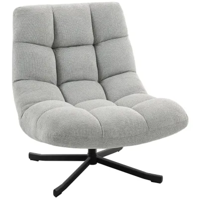 Fåtölj Roterbar Bred Ljusgrå Chenille och Stål Loungestol Relax