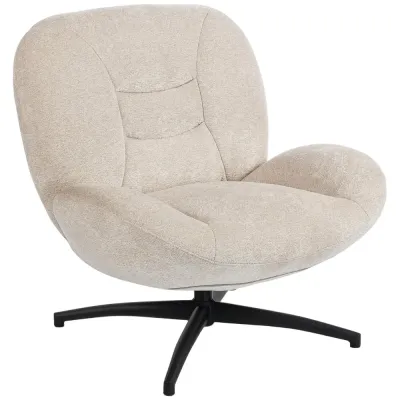 Fåtölj Roterbar Gräddvit Tyg och Stål Rund 75 cm Relax Krämvit