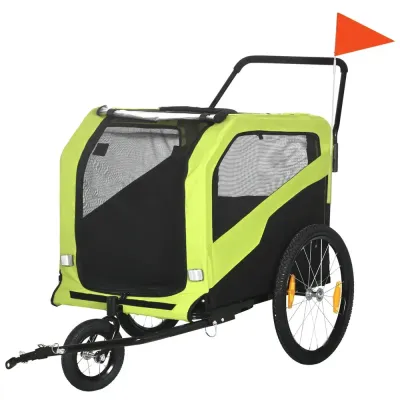 Hundvagn Hundcykelvagn 2-i-1 med Reflexer Grön av Oxford