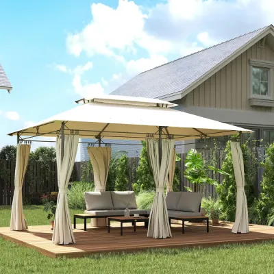 Paviljong med Dubbeltak 6 Sidoväggar Hållbar 4 x 3 m