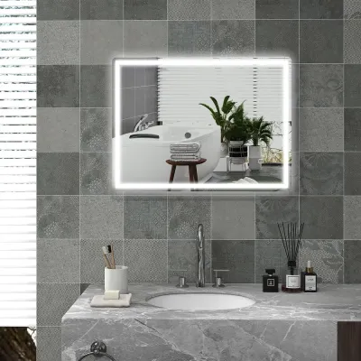 Badrumsspegel Ljusspegel Silver av Glas 80 x 60 cm