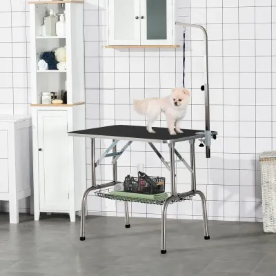 Trimbord Fällbart Trimmningsbord Svart Rostfritt Stål