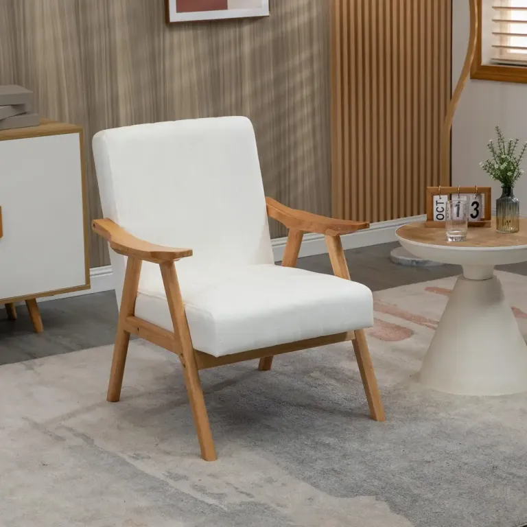 Fåtölj Enkelstol Kräm av Tyg Skandi Design Sammet Natur