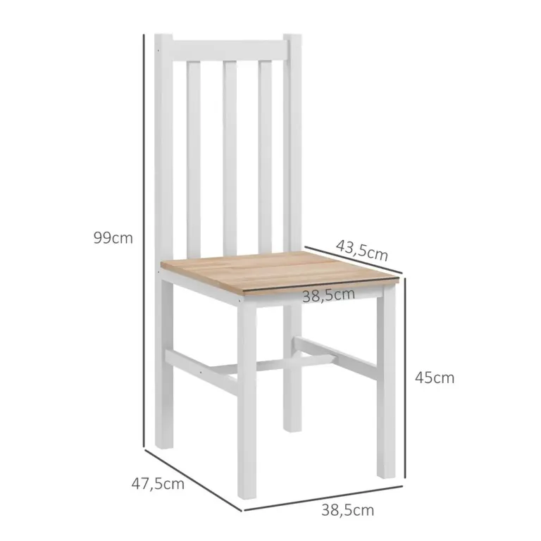 Set 4 Köksstolar Massivt Trä, Natur Matstolar Pack Rustik Design